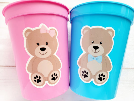 Teddy Bear Party Cups, Teddy Bear Gender Reveal Cups, Teddy Bear Birthday, Teddy Bear Party, Teddy Bear Party Favors, Teddy Bear Baby Shower