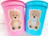 Teddy Bear Party Cups, Teddy Bear Gender Reveal Cups, Teddy Bear Birthday, Teddy Bear Party, Teddy Bear Party Favors, Teddy Bear Baby Shower