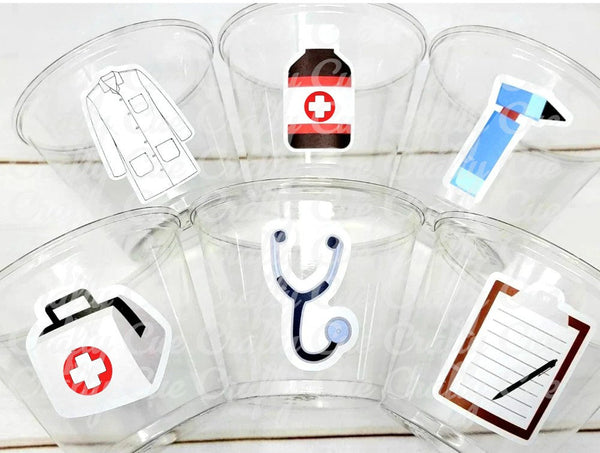 DOCTOR PARTY CUPS - Medical School Party Cups Nurse Party Cups Nursing Party Doctor Party Decorations Doctor Graduation Party Medical Cups
