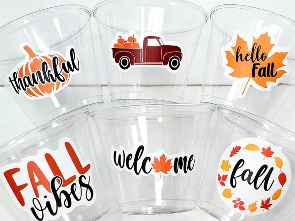 FALL PARTY CUPS - Pumpkin party cups Fall Party Decorations Autumn Cups Thanksgiving Party Cups Thanksgiving Decor Fall Baby Shower Truck