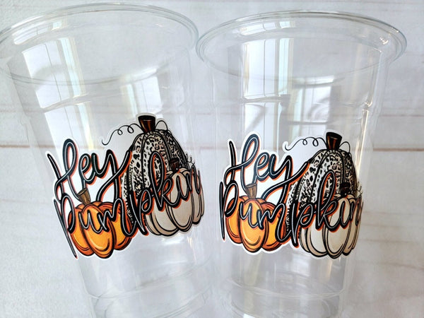 HEY PUMPKIN CUPS - Fall Pumpkin Party Cups Fall Party Cups Little Pumpkin Cups Pumpkin Fall Party Decorations Party Cups Party Favors