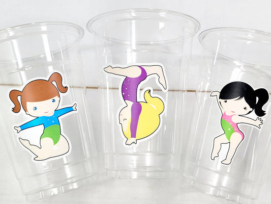 GYMNASTICS PARTY CUPS -Gymnast Party Cups Gymnastics Birthday Party Gymnast Party Cups Tumbling Gymnastics Party Favors Gymnast Party Favors
