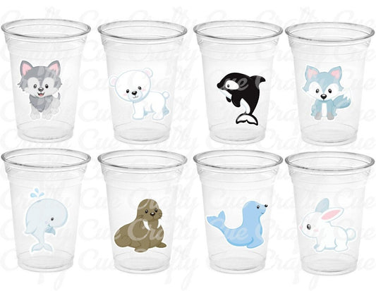 WINTER ARCTIC ANIMAL Party Cups - Disposable Winter Animal Cups Winter Baby Shower Winter Party Decorations Winter Wonderland Baby Shower