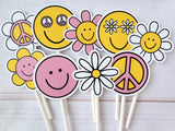 70s CUPCAKE TOPPERS - Groovy cupcake toppers 70s birthday cupcake topper retro birthday cupcake topper hippie party decorations Two Groovy