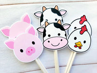 Farm Animal Cupcake Toppers, Farm Birthday Cupcake Toppers, Animal Cupcake Toppers