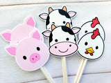 Farm Animal Cupcake Toppers, Farm Birthday Cupcake Toppers, Animal Cupcake Toppers
