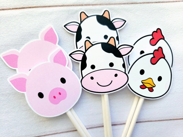 Farm Animal Cupcake Toppers, Farm Birthday Cupcake Toppers, Animal Cupcake Toppers