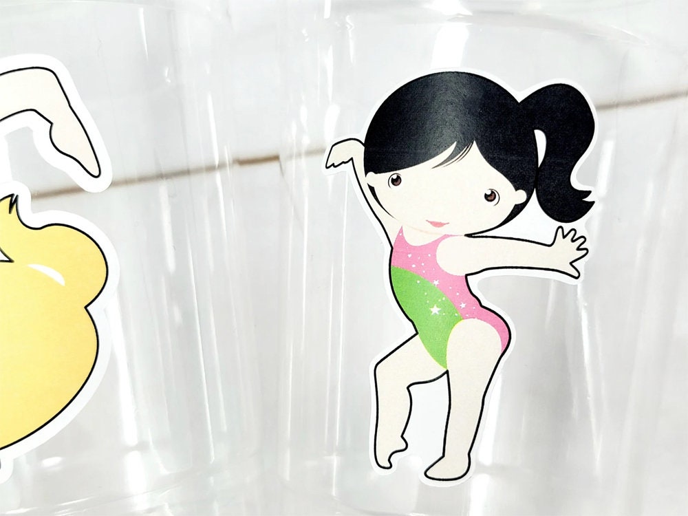 GYMNASTICS PARTY CUPS -Gymnast Party Cups Gymnastics Birthday Party Gymnast Party Cups Tumbling Gymnastics Party Favors Gymnast Party Favors