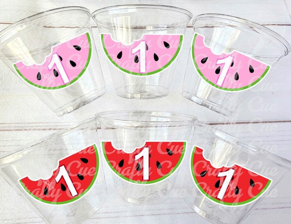 WATERMELON PARTY CUPS - Watermelon Party Favors Watermelon Treat Cups Watermelon Birthday One in a Melon First Birthday 1st Birthday