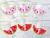 WATERMELON PARTY CUPS - Watermelon Party Favors Watermelon Treat Cups Watermelon Birthday One in a Melon First Birthday 1st Birthday