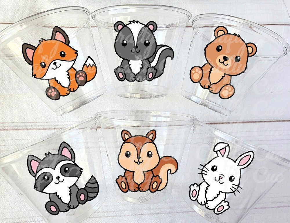 WOODLAND PARTY Cups- Woodland Cups Woodland Animals Woodland Decorations Woodland Birthday Woodland Baby Shower Woodland Birthday Party