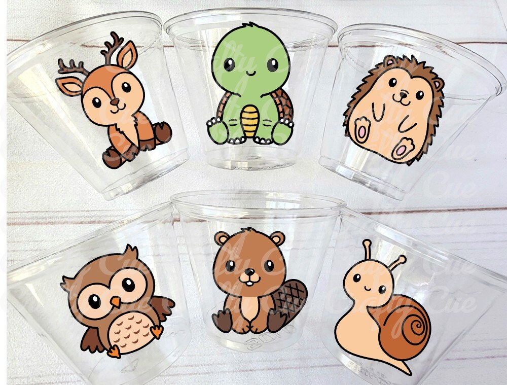 WOODLAND PARTY Cups- Woodland Cups Woodland Animals Woodland Decorations Woodland Birthday Woodland Baby Shower Woodland Birthday Party