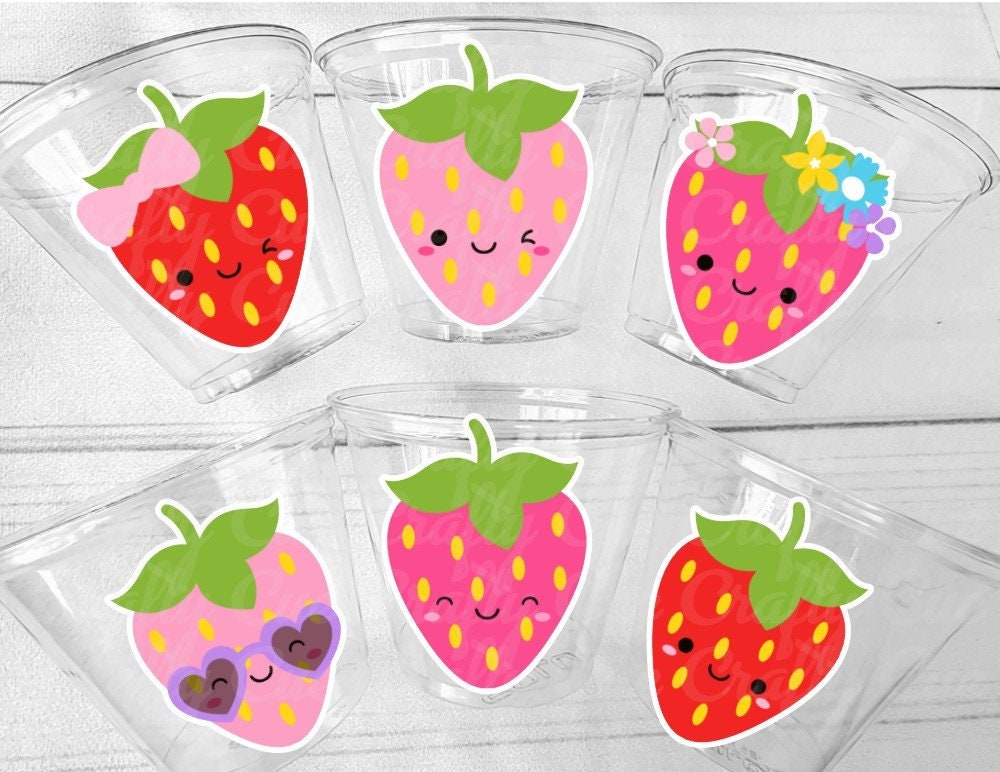 STRAWBERRY PARTY CUPS - Strawberry Birthday Cups Strawberry Cups First Birthday Strawberry Party Decorations Strawberry Baby Shower