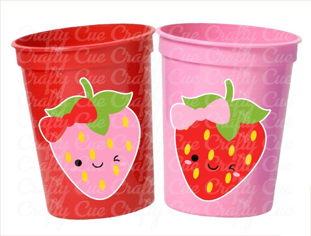 STRAWBERRY PARTY CUPS - Strawberry Birthday Cups Strawberry Cups First Birthday Strawberry Party Decorations Strawberry Baby Shower