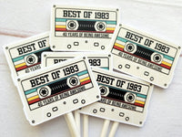 40th Birthday Party Cupcake Toppers Tan Cassette 40th Birthday Cupcake Toppers Best of 1983 Birthday Vintage 1983 Party 40th Birthday Party