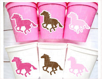 HORSE PARTY CUPS Horse Cups Horse Party Decorations Horse Baby Shower Horse Party Favors Derby Cowgirl Baby Shower Equestrian Party Cups
