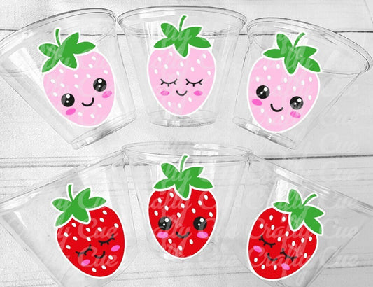 STRAWBERRY PARTY CUPS - Strawberry Birthday Cups Strawberry Cups First Birthday Strawberry Party Decorations Strawberry Baby Shower
