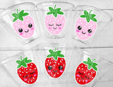 STRAWBERRY PARTY CUPS - Strawberry Birthday Cups Strawberry Cups First Birthday Strawberry Party Decorations Strawberry Baby Shower