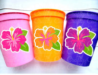 LUAU PARTY CUPS -Aloha Party Cups Luau Party Decoration Hibiscus Party Cups Luau Baby Shower Tropical Party Decorations Luau First Birthday