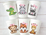 SAFARI PARTY CUPS Reusable Safari Birthday Cups Safari Birthday Safari Party Safari Decorations Safari Baby Shower Safari Favors Jungle Cups