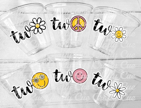 70S PARTY CUPS -70's Birthday Cups 70's Party Cups 70s Decorations 70's Birthday Party 70s Birthday Party Decorations Hippy Two Groovy Cups