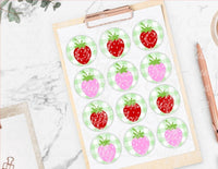 Strawberry Stickers, Strawberry Party, Strawberry Baby Shower, Strawberry Party Favors, Strawberry Birthday, Strawberry Candy Bag Stickers