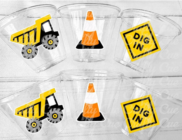 CONSTRUCTION PARTY CUPS - Dig In Party Cups Construction Truck Cups Construction Birthday Construction Party Construction Decorations