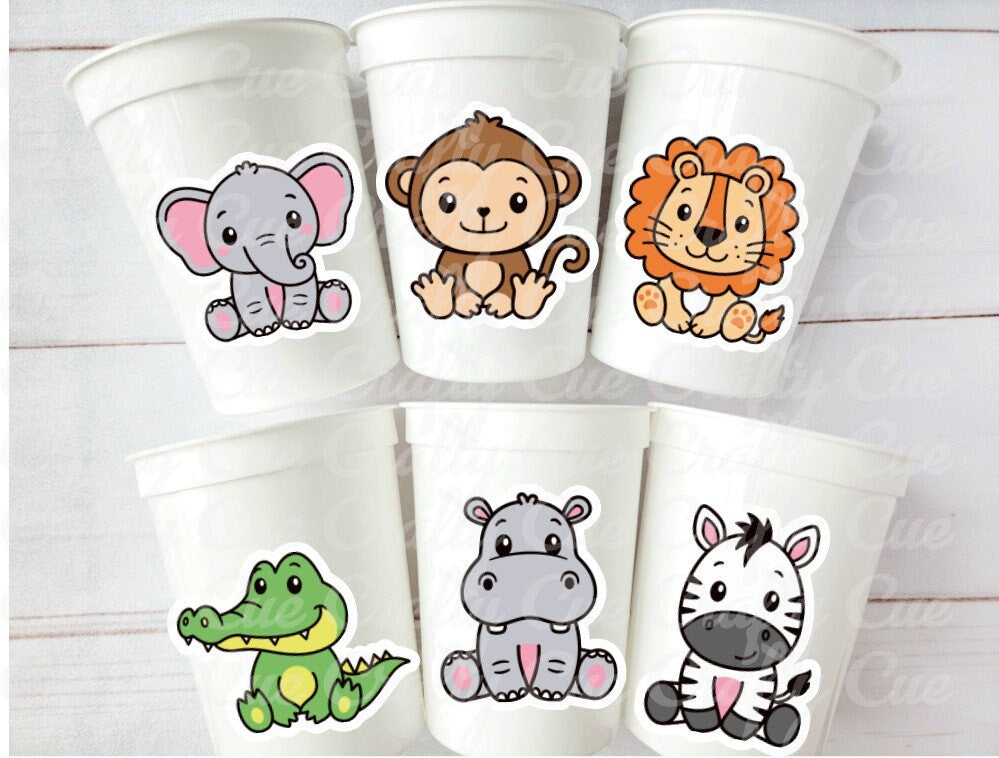 SAFARI PARTY CUPS  - Safari Birthday Cups Safari Birthday Safari Party Safari Decorations Safari Baby Shower Safari Favors Jungle Party Cups
