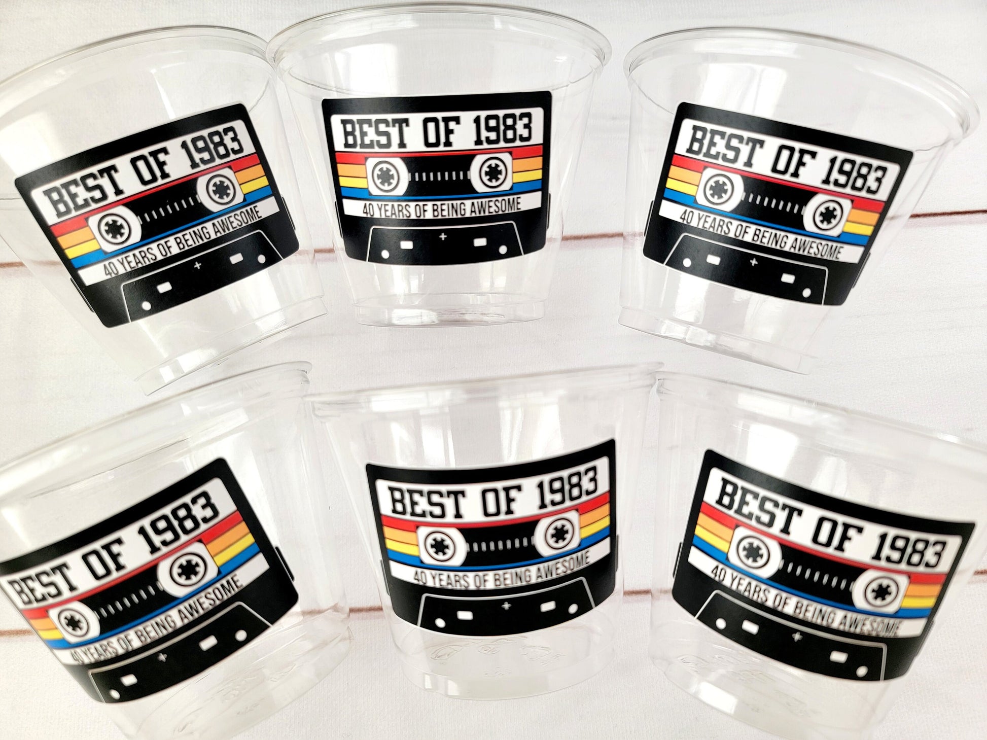 Disposable 40th Birthday Party cups, 40th Birthday Cassette Tape Party, Best of 1983 Birthday, 40th Birthday Party, Vintage 40th Birthday