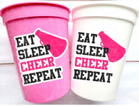 CHEERLEADING PARTY CUPS - Cheer Party Cups Cheerleader Party Cups Cheer Birthday Party Cheer Party Favors Cheer Baby Shower Cups Cheer Squad