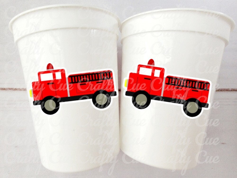 Firetruck Party Cups, Firetruck Treat Cups, Firetruck Party Favors, Firetruck Birthday Favors, Fire Truck Party Favors, Fire truck Birthday