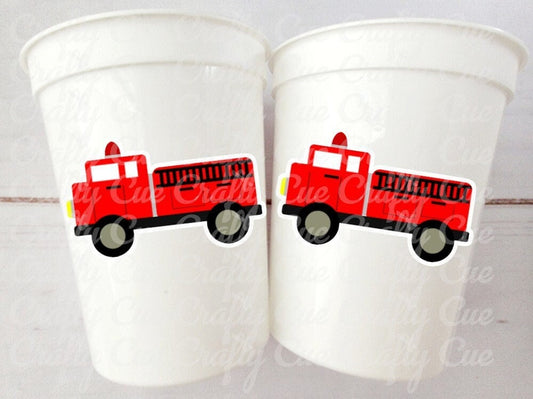 Firetruck Party Cups, Firetruck Treat Cups, Firetruck Party Favors, Firetruck Birthday Favors, Fire Truck Party Favors, Fire truck Birthday