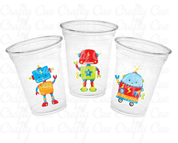 ROBOT PARTY CUPS - Robot Birthday Party Robot Cups Robot Party Decorations Robot Birthday Decorations Robot First Birthday Robot Baby Shower