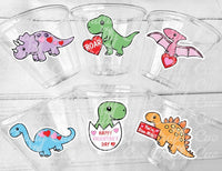 Dinosaur Valentine's Cups - Disposable Valentine’s Party Cups Classroom Party Cups Class Cups Valentines Day Favors Valentines Dinosaur Cups
