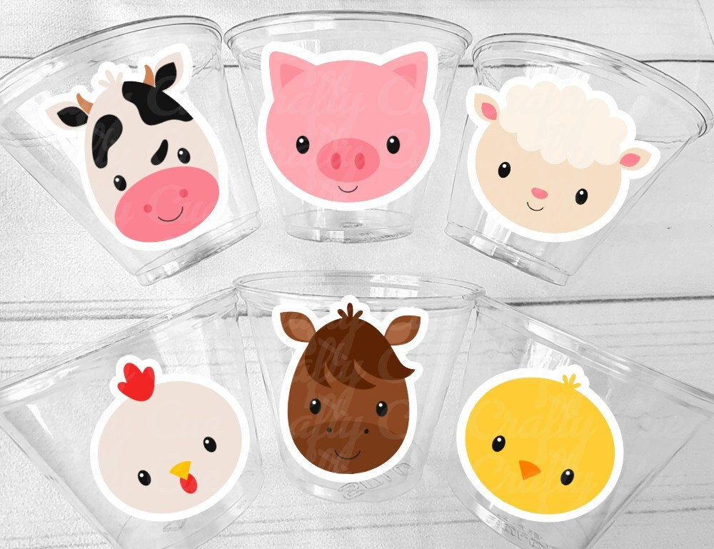 FARM PARTY Cups - Farm Cups Farm Animal Cups Farm First Birthday Farm Baby Shower Barnyard Party Farm Birthday Decorations Farm Party Favors