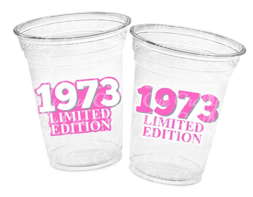 50th PARTY CUPS - 50 and Fabulous 50th Birthday Party 50th Birthday Favors Vintage 1973 Cups 50th Party Decorations 1973 Birthday Party Cups