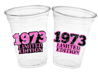 50th PARTY CUPS - 50 and Fabulous 50th Birthday Party 50th Birthday Favors Vintage 1973 Cups 50th Party Decorations 1973 Birthday Party Cups