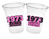50th PARTY CUPS - 50 and Fabulous 50th Birthday Party 50th Birthday Favors Vintage 1973 Cups 50th Party Decorations 1973 Birthday Party Cups