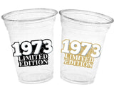 50th PARTY CUPS - 50 and Fabulous 50th Birthday Party 50th Birthday Favors Vintage 1973 Cups 50th Party Decorations 1973 Birthday Party Cups
