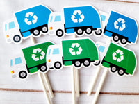Garbage Truck Cupcake Toppers Recycle Truck Cupcake Toppers Garbage Truck Birthday Garbage Truck Party Garbage Truck.Decorations Recycling