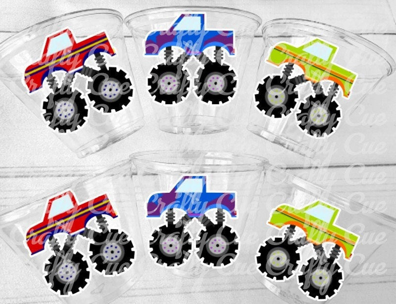 MONSTER TRUCK PARTY Cups - Monster Truck Treat Cups Monster Truck Birthday Monster Truck Party Monster Truck Party Favors, Monster Truck Cup