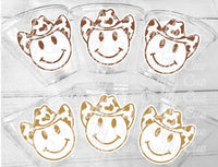 COWBOY PARTY CUPS - Cowgirl Cups Cowgirl Party Decorations Cowgirl Bachelorette Cow Print Hat Smiley Face Cups Cowgirl Rodeo Party Cups