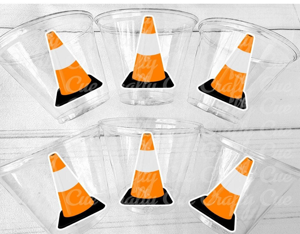 CONSTRUCTION PARTY CUPS - Construction Cone Cups Construction Truck Cups Construction Birthday Construction Party Construction Decorations