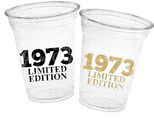 50th PARTY CUPS - 50 and Fabulous 50th Birthday Party 50th Birthday Favors Vintage 1973 Cups 50th Party Decorations 1973 Birthday Party Cups