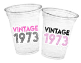 50th PARTY CUPS - 50 and Fabulous 50th Birthday Party 50th Birthday Favors Vintage 1973 Cups 50th Party Decorations 1973 Birthday Party Cups