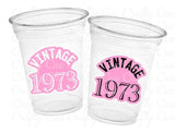 50th PARTY CUPS - 50 and Fabulous 50th Birthday Party 50th Birthday Favors Vintage 1973 Cups 50th Party Decorations 1973 Birthday Party Cups