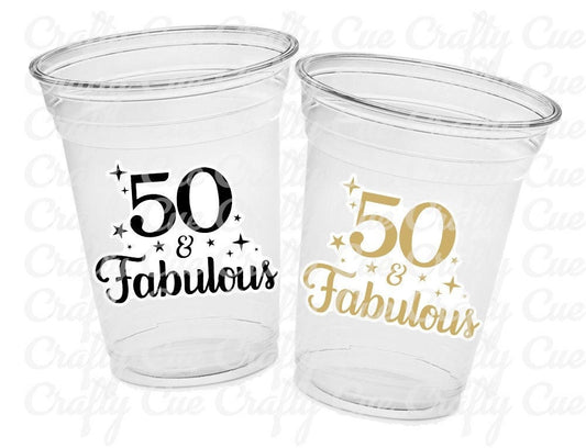 50th PARTY CUPS - 50 and Fabulous 50th Birthday Party 50th Birthday Favors 50th Party Cups 50th Party Decorations 1973 Birthday Party Cups