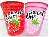 STRAWBERRY PARTY CUPS -Strawberry Birthday Cups Strawberry Cups First Birthday Strawberry Party Decorations Strawberry Berry Sweet One Cups