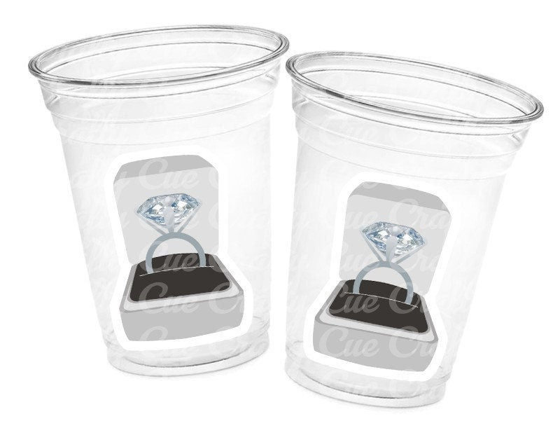 DIAMOND RING CUPS -Wedding Party Cups Wedding Decorations Wedding Party Favors Wedding Party Supplies Wedding Ring Cup Rehearsal Dinner Cup