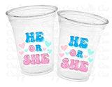 GENDER REVEAL Party Cups - Pink and Blue Party Favors It's A Boy Cups It's A Girl Cups He or She Gender Reveal Decorations Baby Shower